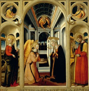 Verkündigung mit St. Apollonia, St. Lukas und den Propheten David und Jesaja von Neri di Bicci