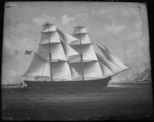 Waverley, gebaut von McGregor Bros, Einfahrt nach Waipu, 1863
