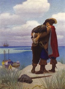 Illustration für Robinson Crusoe (Farblithografie)