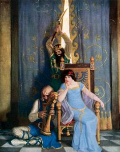 König Mark erschlug den edlen Ritter Sir Tristram, als er vor seiner Dame La Belle Isolde harfte