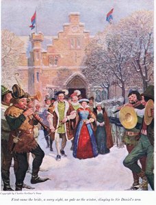 Zuerst kam die Braut, ein trauriger Anblick, so blass wie der Winter, klammerte sich an Sir Daniels Arm
