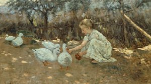 Der kleine Gänsehirt, ca. 1892, von Niccolo Cannicci (1846-1906)