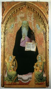 St. Antonius Abt hält das Buch der Antoniten, 1371 von Niccolo di Tommaso