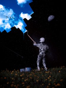 Astronaut malt den Himmel