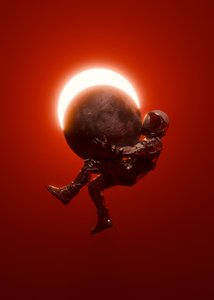 Astronaut roter kosmischer Eclipse