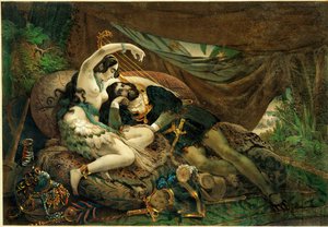 Die mexikanische Alaida, Schwester von Zingari, aztekischer Häuptling, mit Cortes in seinem Zelt von Nicholas Eustache (after) Maurin