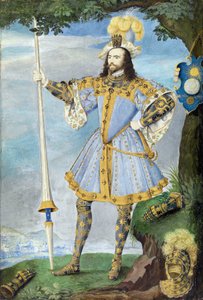 Porträt von George Clifford, dritter Earl of Cumberland (1558-1605), Navigator. Aquarellminiatur auf Pergament von Nicholas Hilliard (1547-1618), ca. 1590