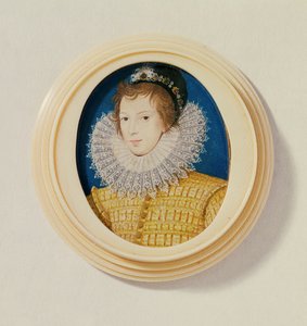 Junger Mann in Gelb mit Haube und Feder, ca. 1585-90