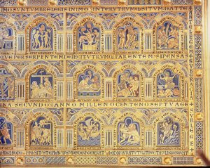 Der Verdun-Altar, biblische Szenen darstellend, 1181 (rechtes Teil des zentralen Panels) von Nicholas of Verdun