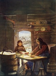 Norwegen: Herstellung von Flad-Brod, ein Cottage-Inneres von Nico Jungman