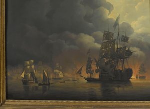 Die anglo-niederländische Flotte unter Lord Exmouth und Vizeadmiral Jonkheer Theodorus Frederik van Capellen zerstört die algerischen Festungen, 27. August 1816 von Nicolaas Baur