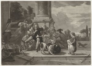Fröhliche Gesellschaft auf einer Terrasse von Nicolaas Verkolje