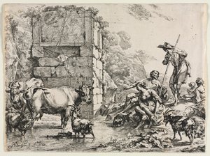 Die Kuh trinkt von Nicolaes Berchem
