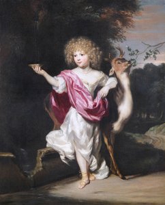 Porträt eines kleinen Mädchens mit einem Reh von Nicolaes Maes