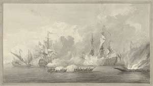 Seeschlacht, möglicherweise bei Kijkduin am 21. August 1673 von Nicolaes Muys