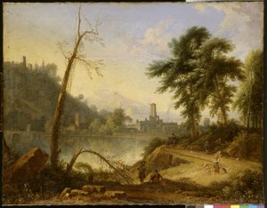 Italienische Landschaft mit Maultiertreiber