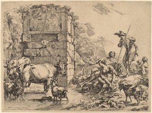 Kuh trinkt von Nicolaes Pietersz Berchem