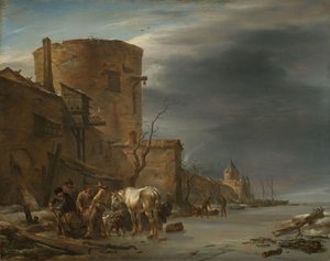 Die Stadtmauer von Haarlem im Winter