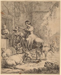 Die Rast vor dem Gasthaus von Nicolaes Pietersz Berchem