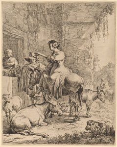 Die Rast vor dem Gasthaus von Nicolaes Pietersz Berchem