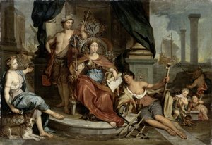 Apotheose der Niederländischen Ostindien-Kompanie von Nicolaes Verkolje