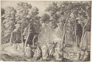 Bauernfamilie im Wald