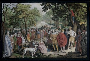Die Predigt Johannes des Täufers am Ufer des Jordan