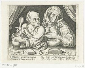 Mann und Frau essen Brei von Nicolaes de Bruyn