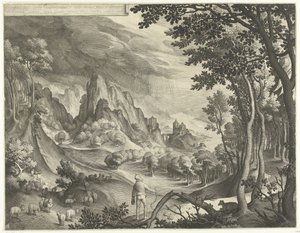 Moses wird von Gott am Berg Horeb angesprochen von Nicolaes de Bruyn