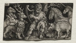 Orpheus bezaubert die Tiere, 1594 von Nicolaes de Bruyn