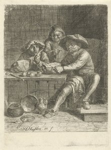 Bauern an einem Tisch mit Brot