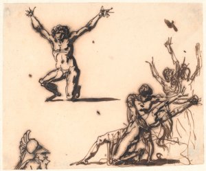 Achilleus und die Mägde klagen über den Tod von Patroklos