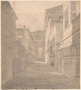 Straße in einer antiken Stadt. Perspektivische Studie zum Gemälde "Simo vertraut sich Sosia an" von Nicolai Abildgaard