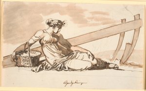 Ruhende Frau vor einem Pflug. Allegorie auf den Ackerbau von Nicolai Abildgaard