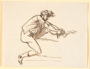 Sitzender Mann, der einen Strumpf anzieht von Nicolai Abildgaard