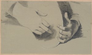 Studie von zwei Händen, die einen ovalen Gegenstand halten (einen Spiegel oder eine Krone?) von Nicolai Abildgaard