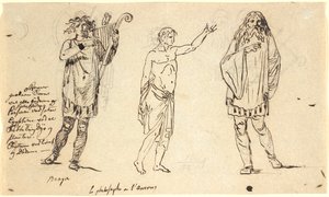 Drei Männerfiguren. Der links sieht aus wie die Braga-Figur auf dem vorherigen Blatt