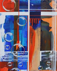 Abstrakte blaue und orange Blasen von Nicolas Alsterdal