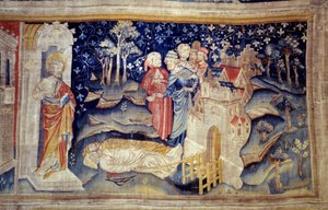 Aufhängung der Offenbarung (1373-1383), Nr. 30: die Toten auf dem Boden. Tapisserie von Nicolas Bataille (1330-1405) von Nicolas Bataille