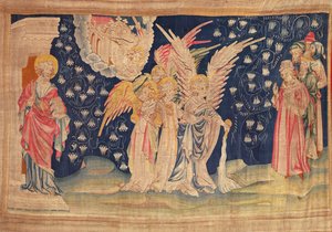 Der erste Krug, der auf die Erde gegossen wurde, aus dem Apokalypse-Wandteppich von Angers, 1373-1387 (Wandteppich) von Nicolas Bataille