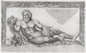 Speculum Romanae Magnificentiae: Der Tiber, Mitte des 16. Jahrhunderts von Nicolas Beatrizet