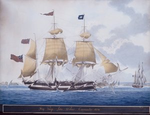 Der Dreimaster George vor dem Hafen von Valetta, Malta