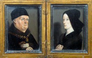Diptychon des Matheron: Porträts von René, Herzog von Anjou, Graf von Provence, König von Sizilien und Jerusalem und seiner Frau Jeanne de Laval von Nicolas Froment