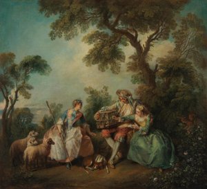 Der Vogelkäfig (Les amours du bocage) von Nicolas Lancret