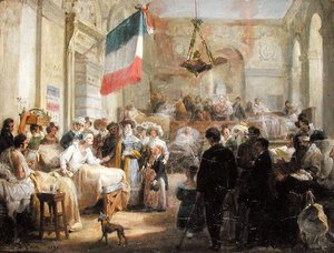 Königin Marie-Amelie (1782-1866) besucht die Verwundeten in der Ambulance de la Bourse, 25. August 1830