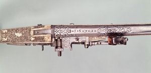 Paar von Flintlock-Präsentationspistolen mit Silbermontierungen, traditionell von Napoleon I. seinem Bruder Joseph Bonaparte bei seiner Krönung zum König von Spanien überreicht, wahrscheinlich 1808. Hergestellt von Nicholas Noel Boutet, Versailles