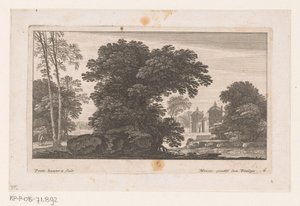Landschaft mit Bäumen und Landhaus von Nicolas Perelle