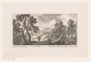 Landschaft mit Mann mit flatterndem Mantel von Nicolas Perelle