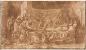 Letzte Ölung (recto); Drei Köpfe und andere Skizzen (verso)