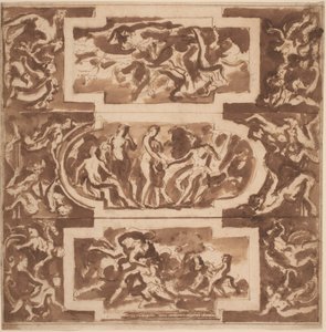 Modello für eine Decke: Diana und der tote Endymion, das Urteil des Paris und der Tod des Adonis von Nicolas Poussin